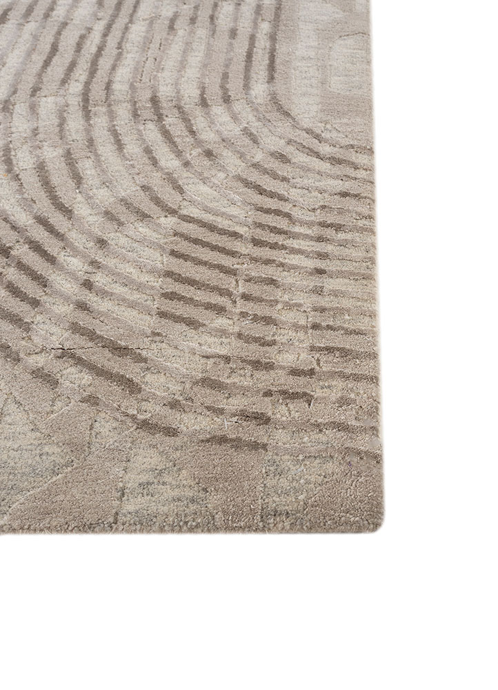 aakar by kavi ivory wool and bamboo silk hand knotted Rug - Corner