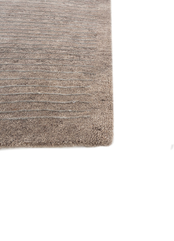 azalea beige and brown wool and bamboo silk hand knotted Rug - Corner