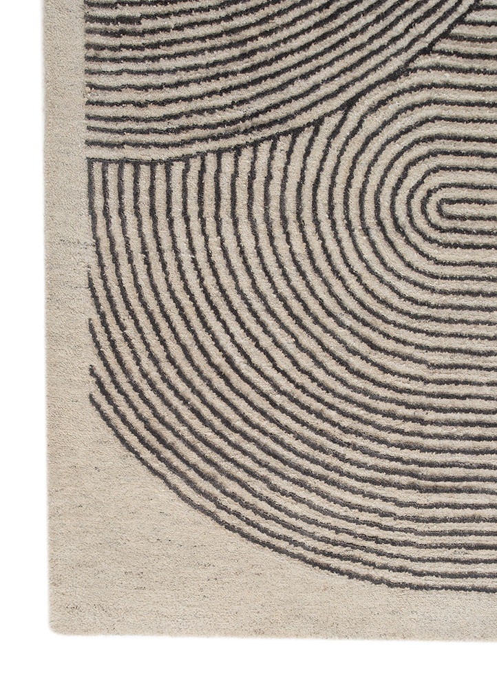 azalea ivory wool and bamboo silk hand knotted Rug - Corner