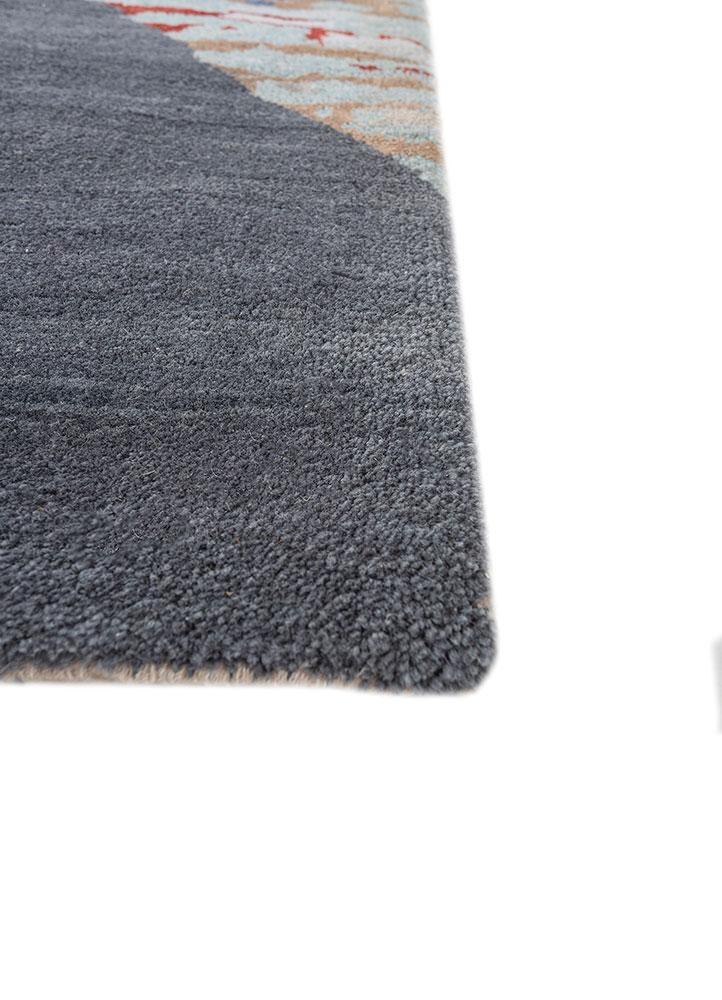aakar by kavi ivory wool and bamboo silk hand knotted Rug - Corner