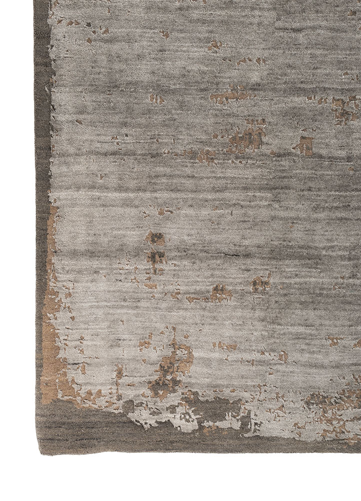 aprezo grey and black tencil hand knotted Rug - Corner