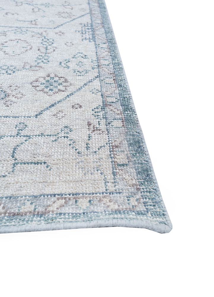 erbe blue wool hand knotted Rug - Corner