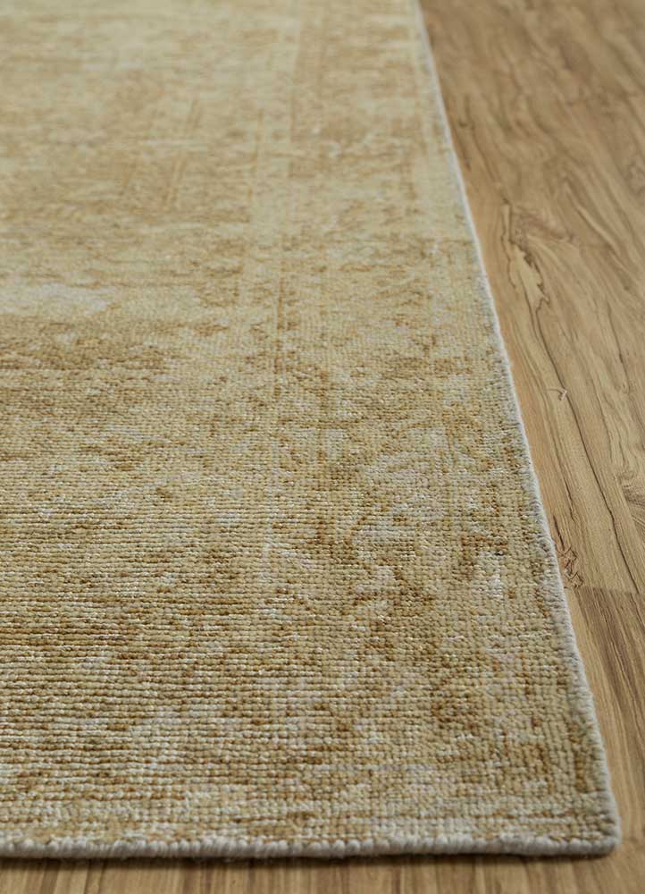 erbe beige and brown wool hand knotted Rug - Corner