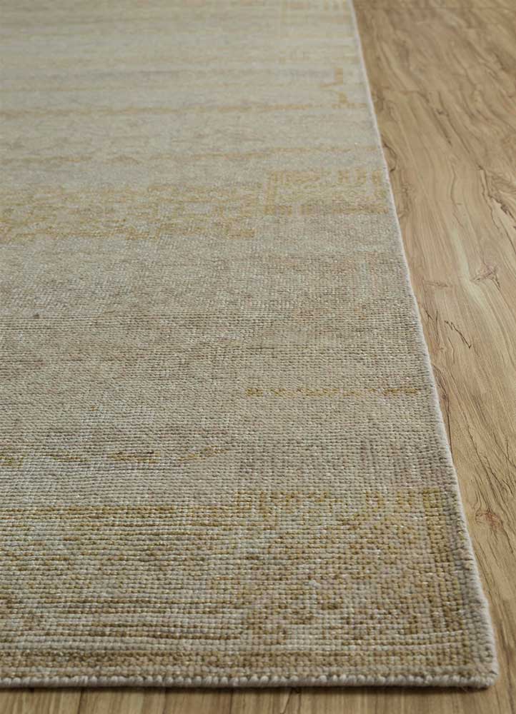 erbe beige and brown wool hand knotted Rug - Corner