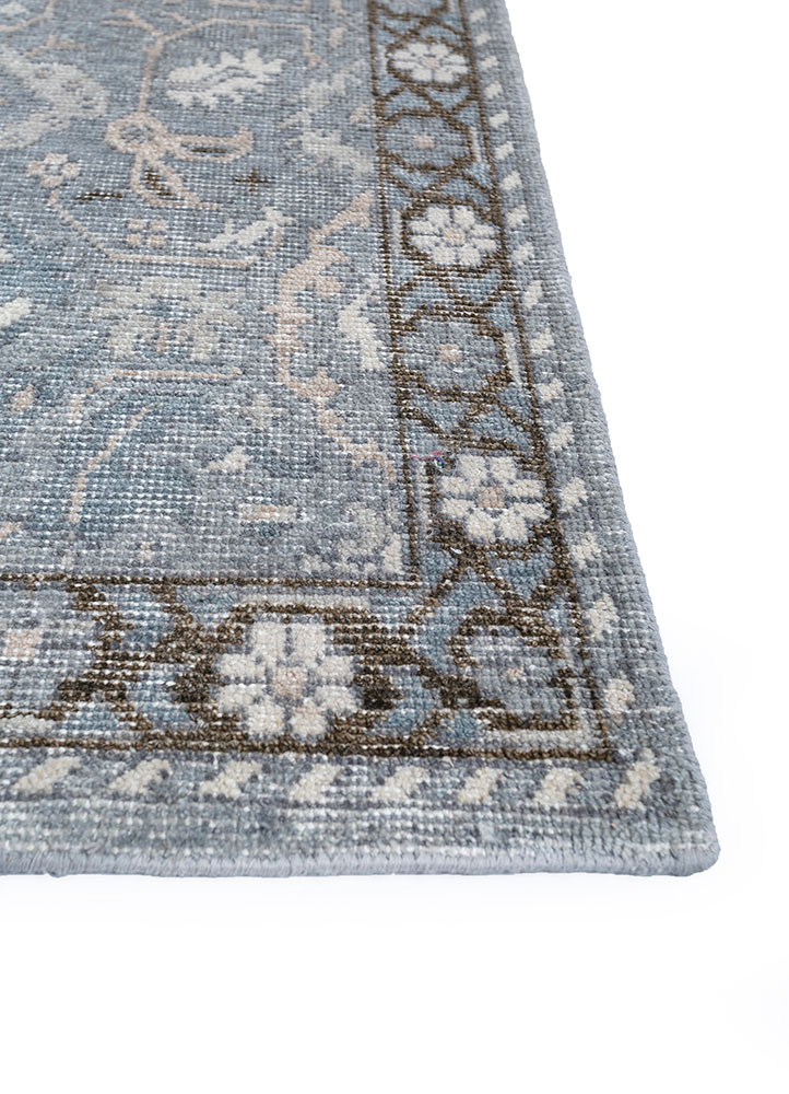 erbe grey and black wool hand knotted Rug - Corner