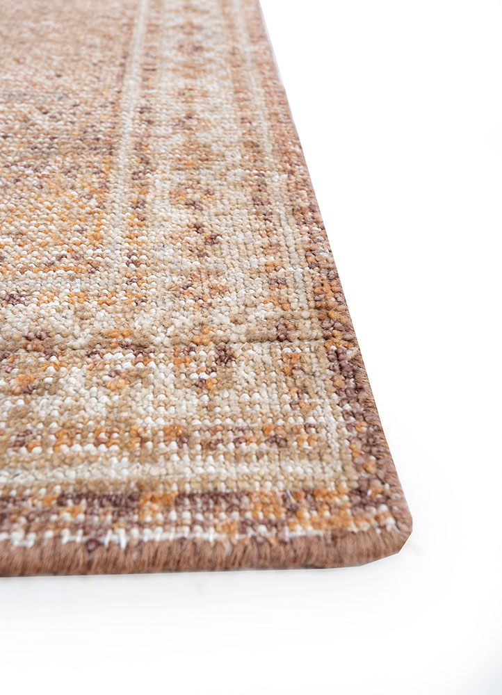 erbe beige and brown wool hand knotted Rug - Corner