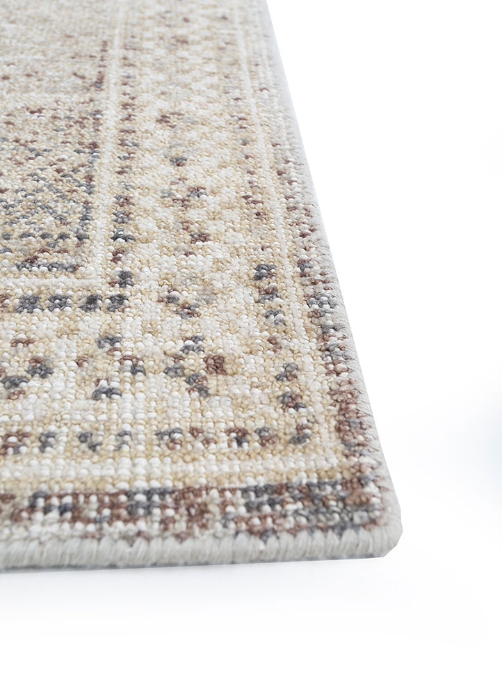 erbe beige and brown wool hand knotted Rug - Corner