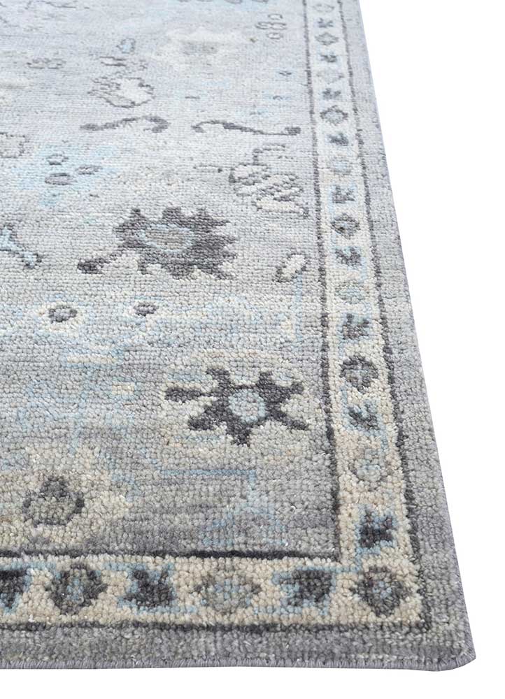 erbe grey and black wool hand knotted Rug - Corner