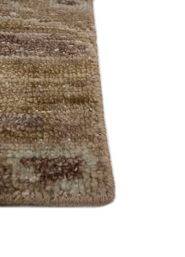 erbe beige and brown wool hand knotted Rug - Corner