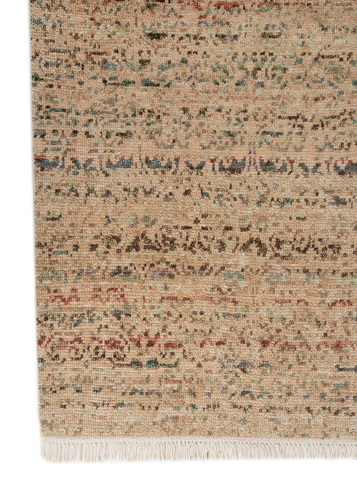 erbe beige and brown wool hand knotted Rug - Corner