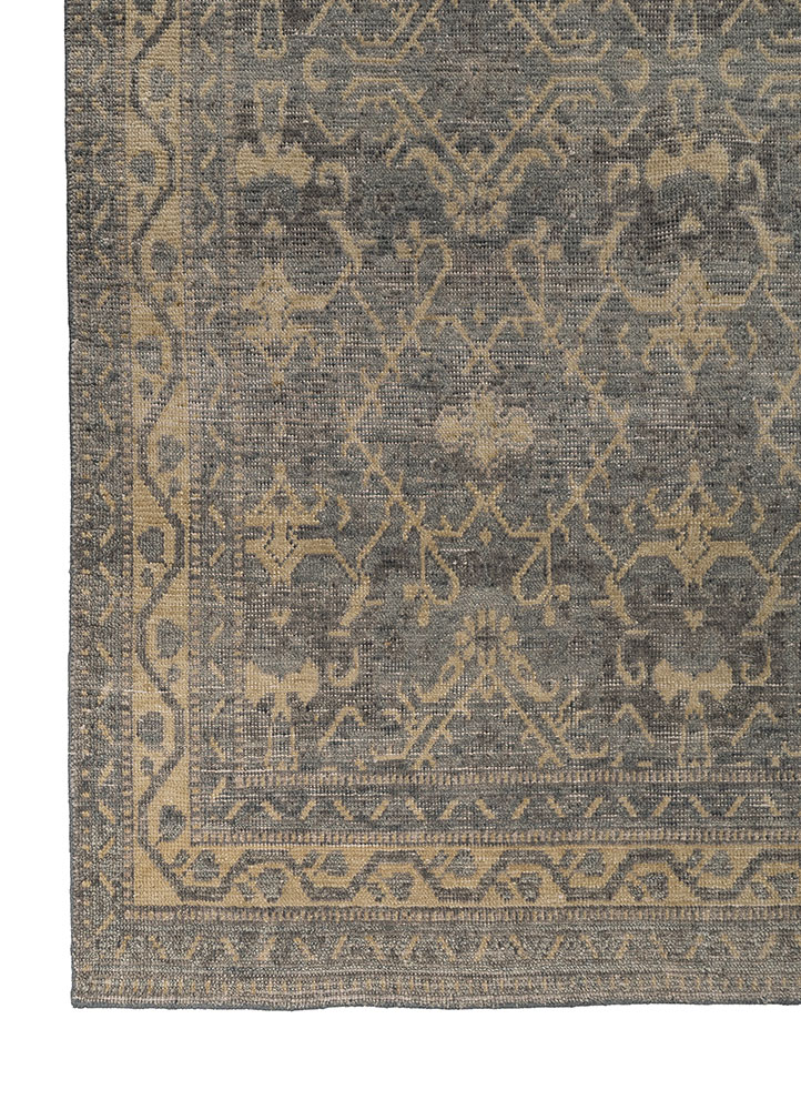 erbe blue wool hand knotted Rug - Corner