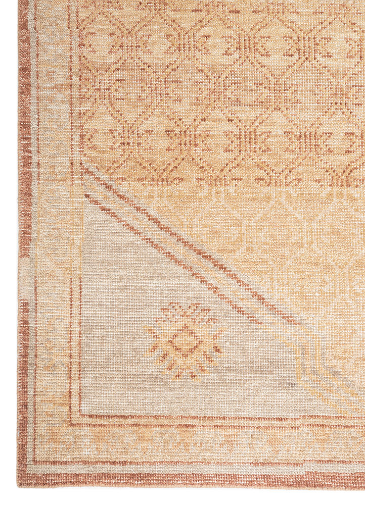 erbe red and orange wool hand knotted Rug - Corner