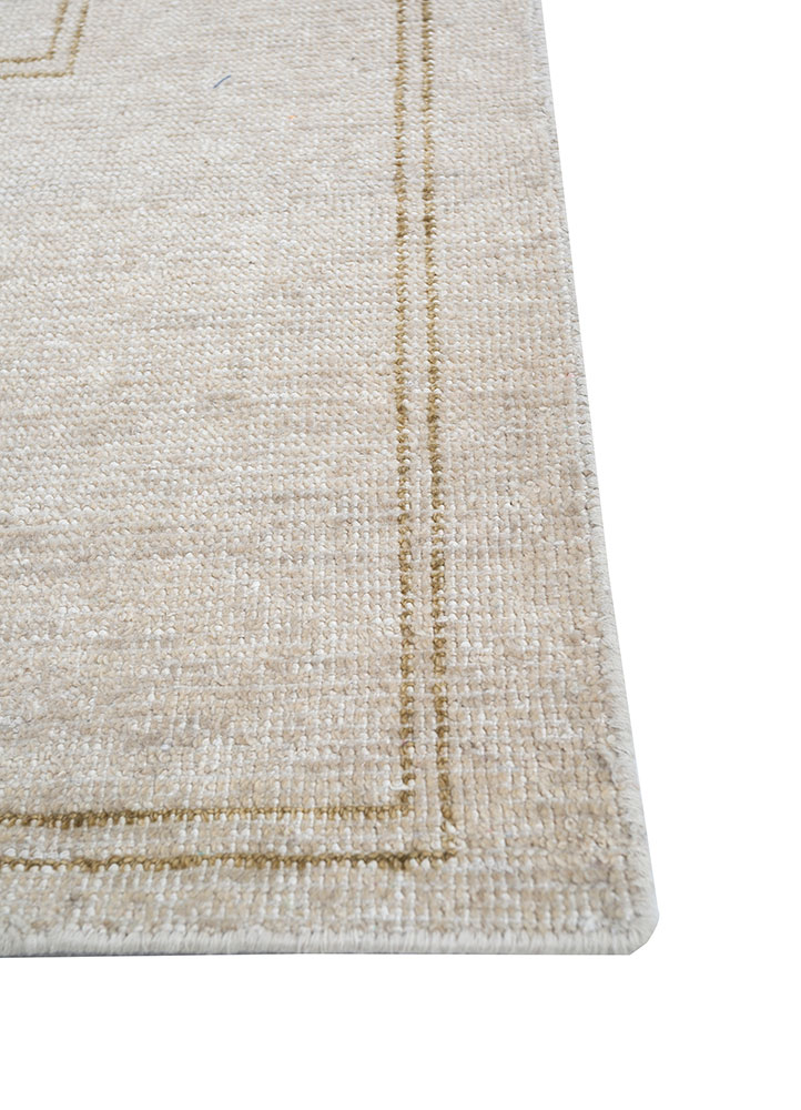 thyme ivory wool hand knotted Rug - Corner