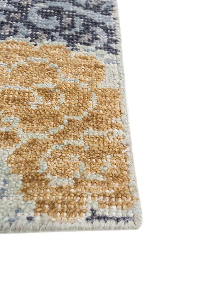 erbe blue wool hand knotted Rug - Corner