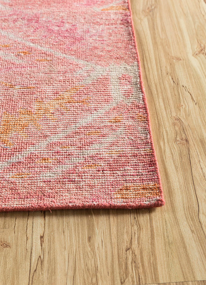erbe red and orange wool hand knotted Rug - Corner