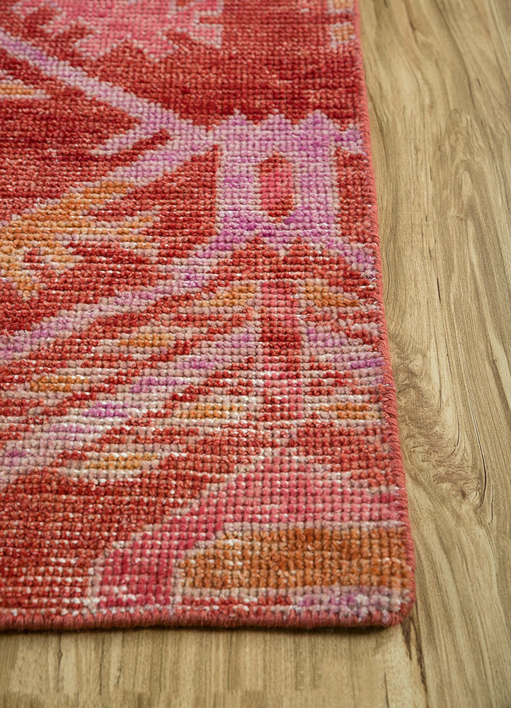 erbe red and orange wool hand knotted Rug - Corner