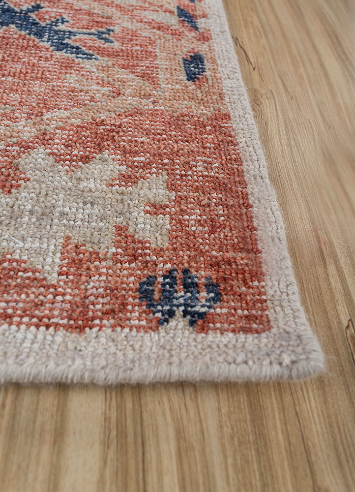 erbe red and orange wool hand knotted Rug - Corner