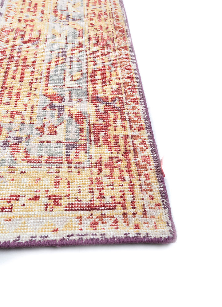 erbe red and orange wool hand knotted Rug - Corner