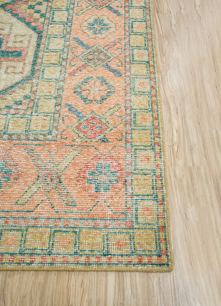erbe red and orange wool hand knotted Rug - Corner