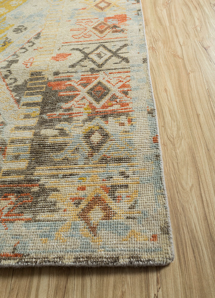 erbe red and orange wool hand knotted Rug - Corner