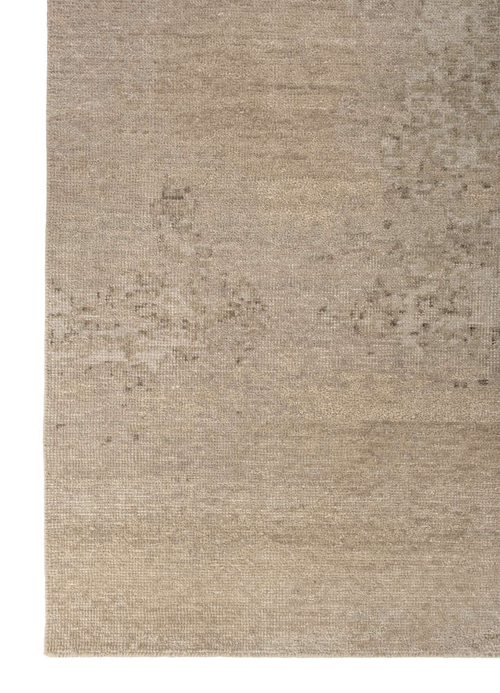 aprezo ivory wool hand knotted Rug - Corner