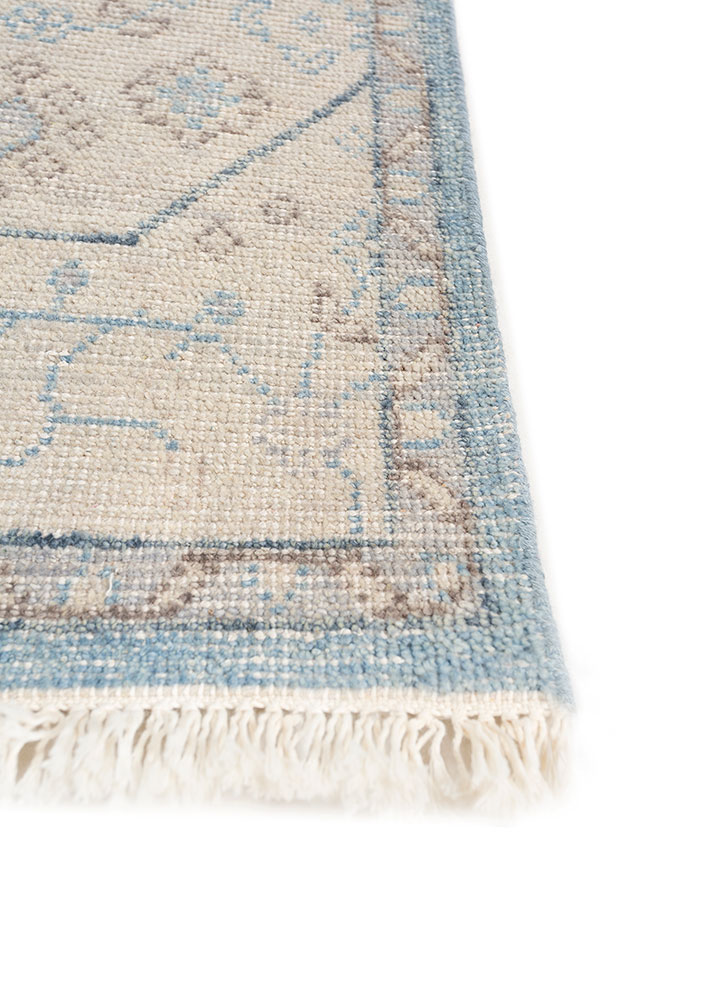 erbe blue wool hand knotted Rug - Corner