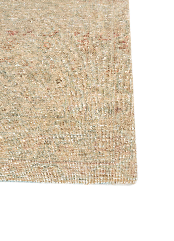 erbe beige and brown wool hand knotted Rug - Corner