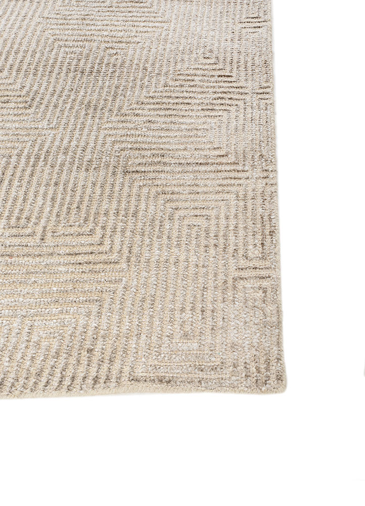 azalea ivory wool and bamboo silk hand knotted Rug - Corner