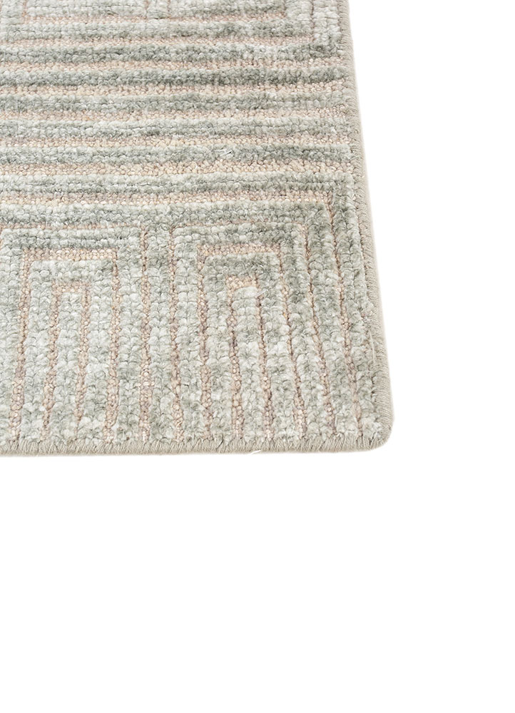 azalea blue wool and bamboo silk hand knotted Rug - Corner