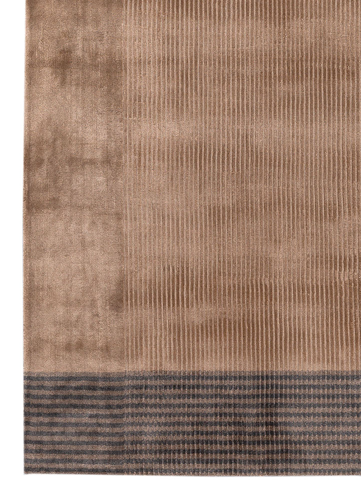 saga beige and brown acrylic hand loom Rug - Corner