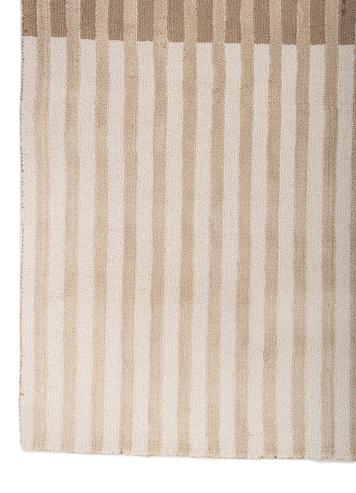 tesoro beige and brown acrylic hand loom Rug - Corner