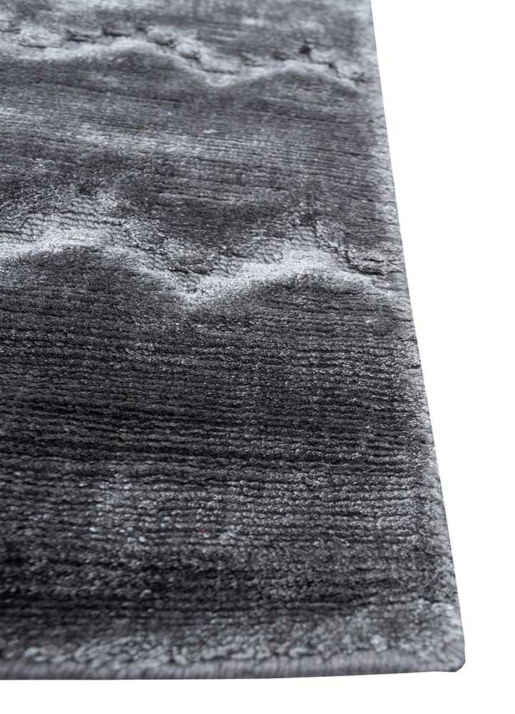 basis grey and black bamboo silk hand loom Rug - Corner