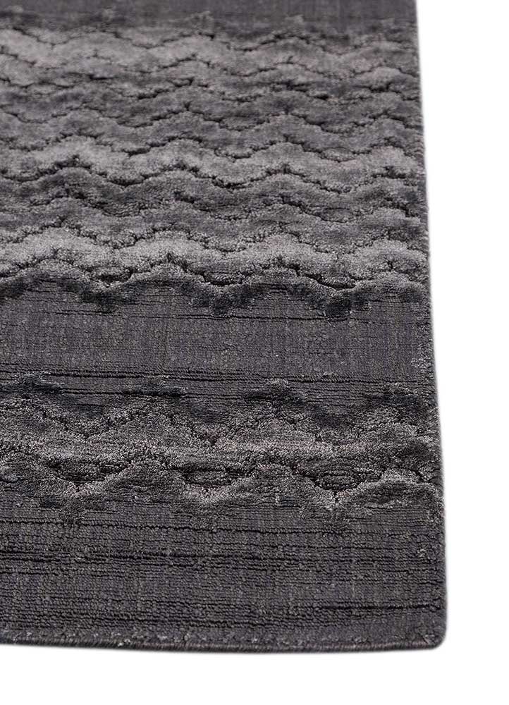 basis blue bamboo silk hand loom Rug - Corner
