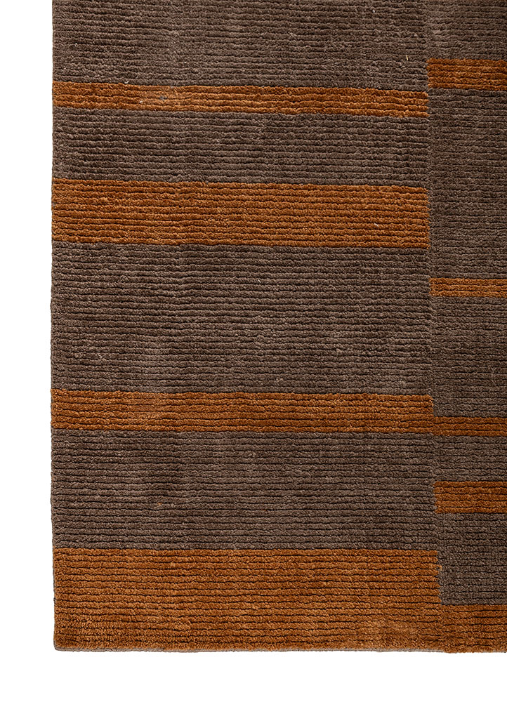 tesoro beige and brown polyester hand loom Rug - Corner