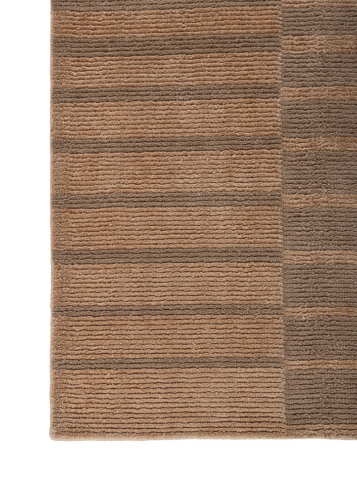 saga beige and brown polyester hand loom Rug - Corner