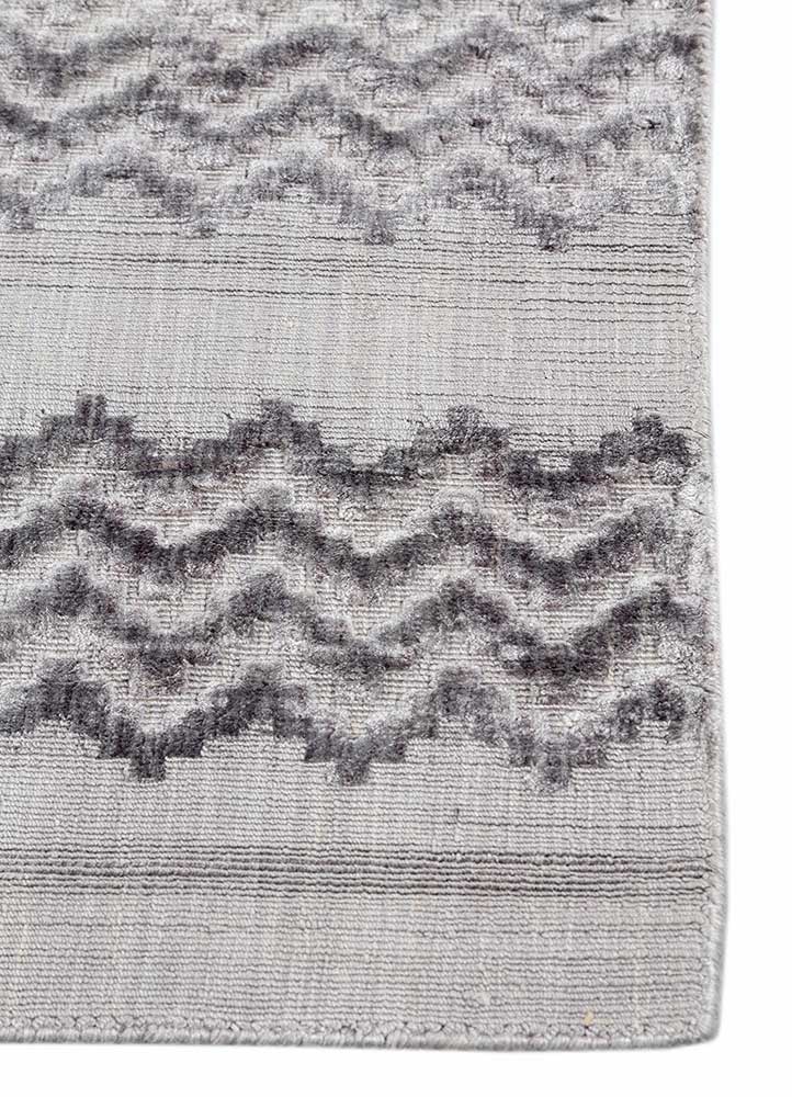basis grey and black viscose hand loom Rug - Corner