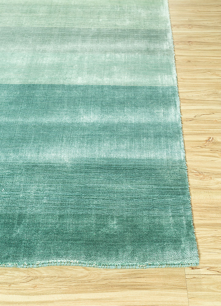 basis green viscose hand loom Rug - Corner