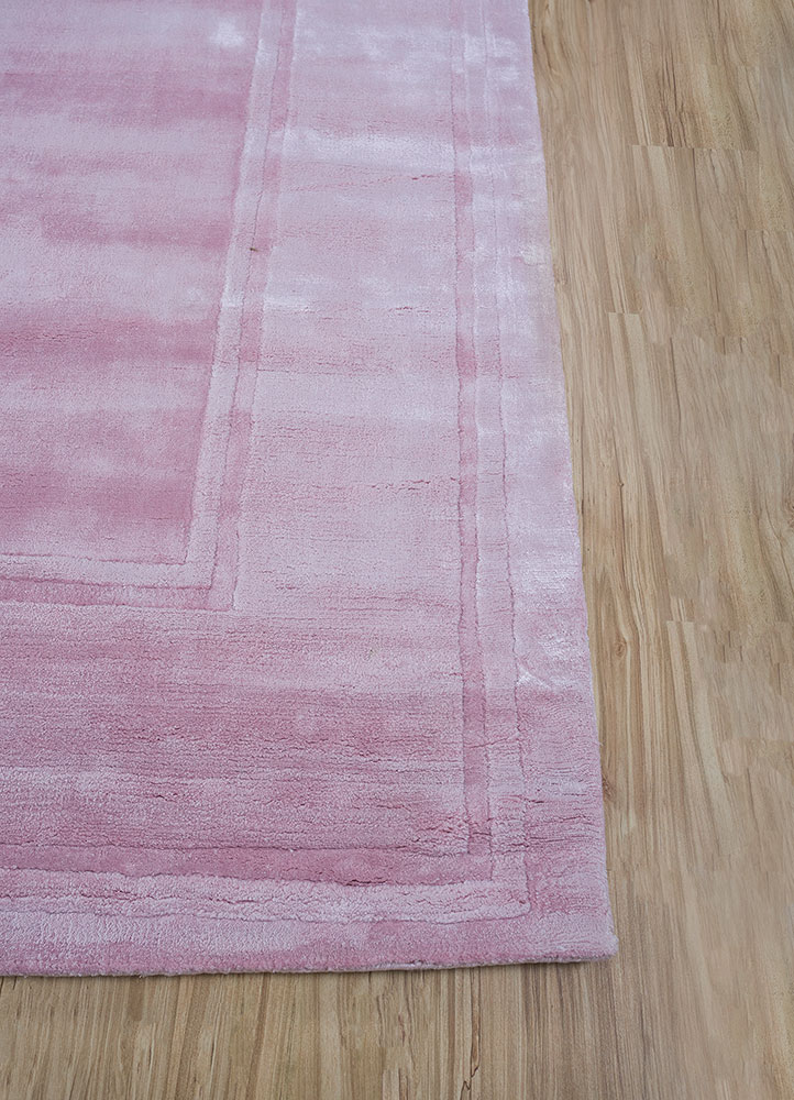 basis pink and purple viscose hand loom Rug - Corner