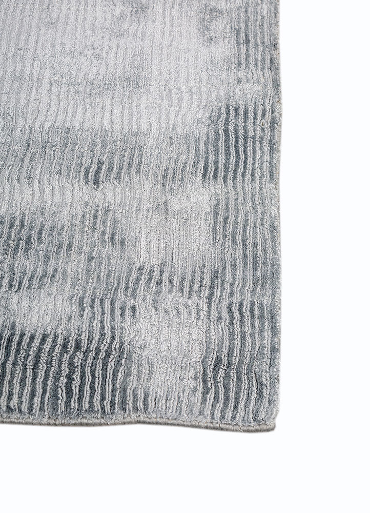 basis blue viscose hand loom Rug - Corner