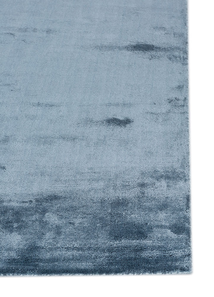 basis blue viscose hand loom Rug - Corner