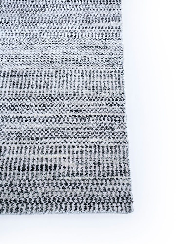 konstrukt beige and brown wool and bamboo silk hand loom Rug - Corner