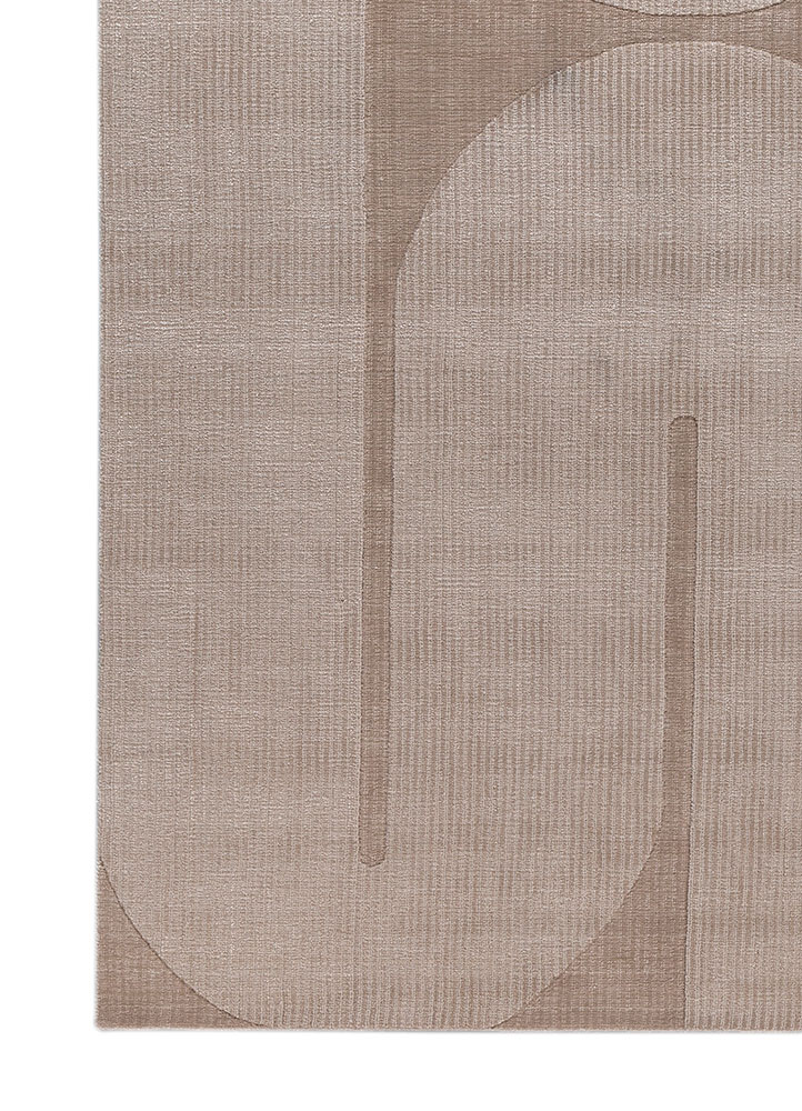 saga ivory wool and bamboo silk hand loom Rug - Corner