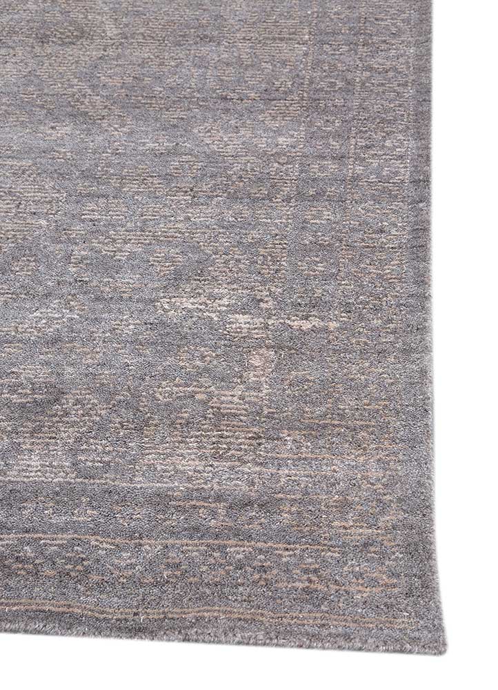 konstrukt beige and brown wool and bamboo silk hand loom Rug - Corner