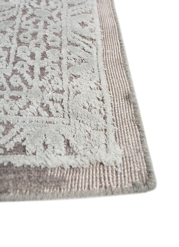 konstrukt blue wool and bamboo silk hand loom Rug - Corner