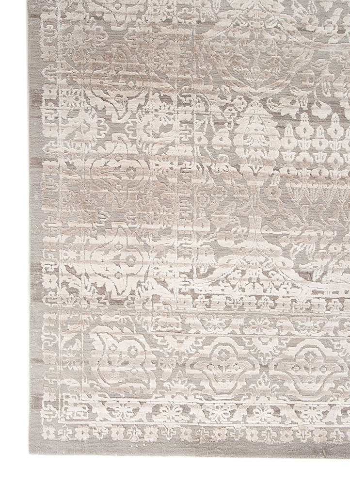 konstrukt blue wool and bamboo silk hand loom Rug - Corner