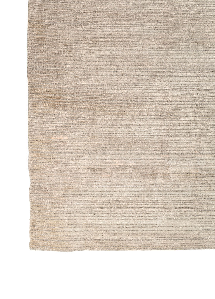 basis ivory wool and bamboo silk hand loom Rug - Corner