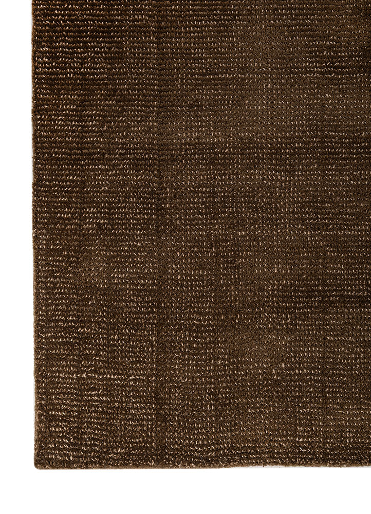 saga beige and brown wool hand loom Rug - Corner
