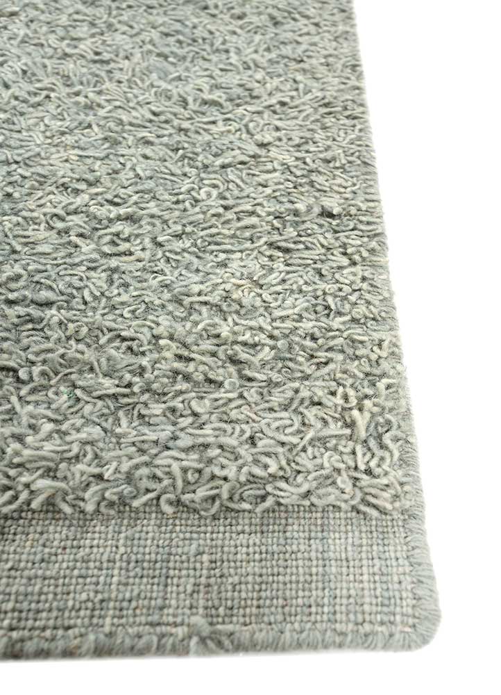 saga blue wool hand loom Rug - Corner