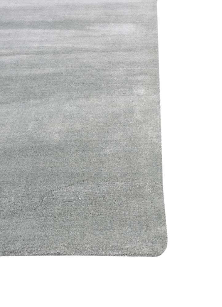 basis blue wool hand loom Rug - Corner