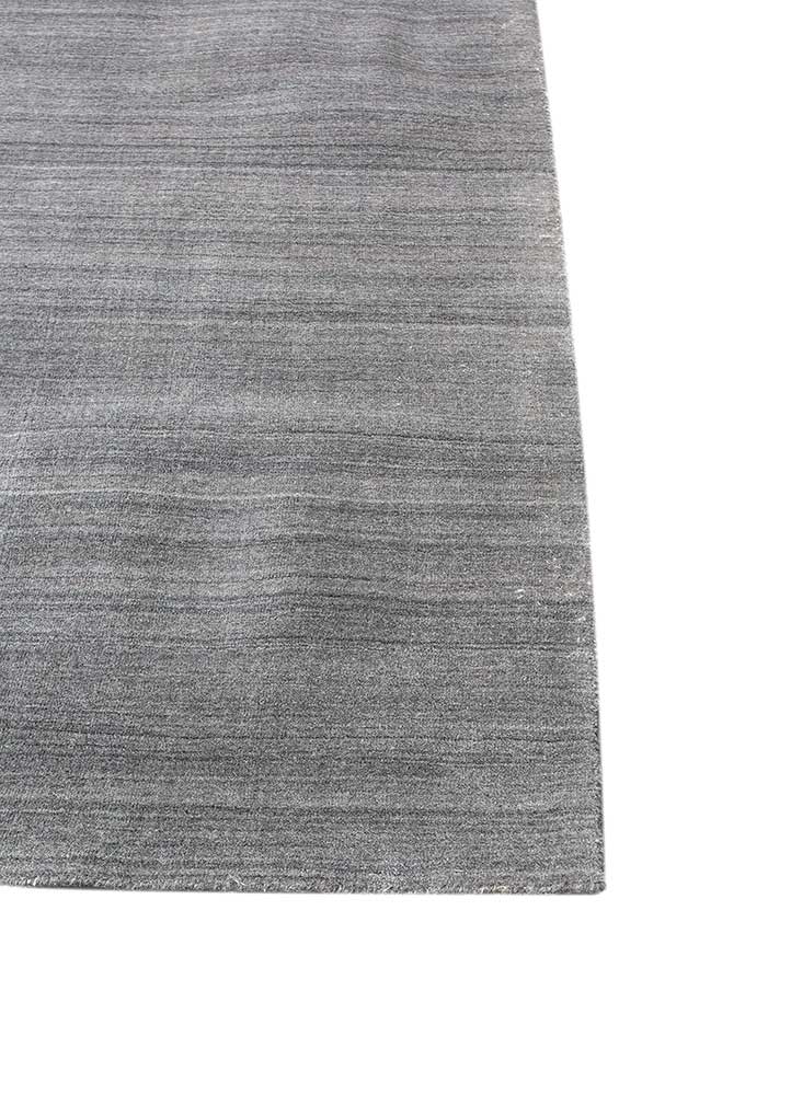 basis blue wool hand loom Rug - Corner
